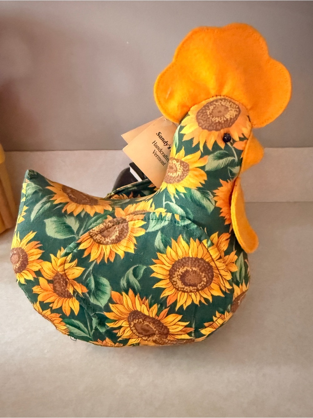 Sunflower Chicken Plush Doorstop - Yellow Green
